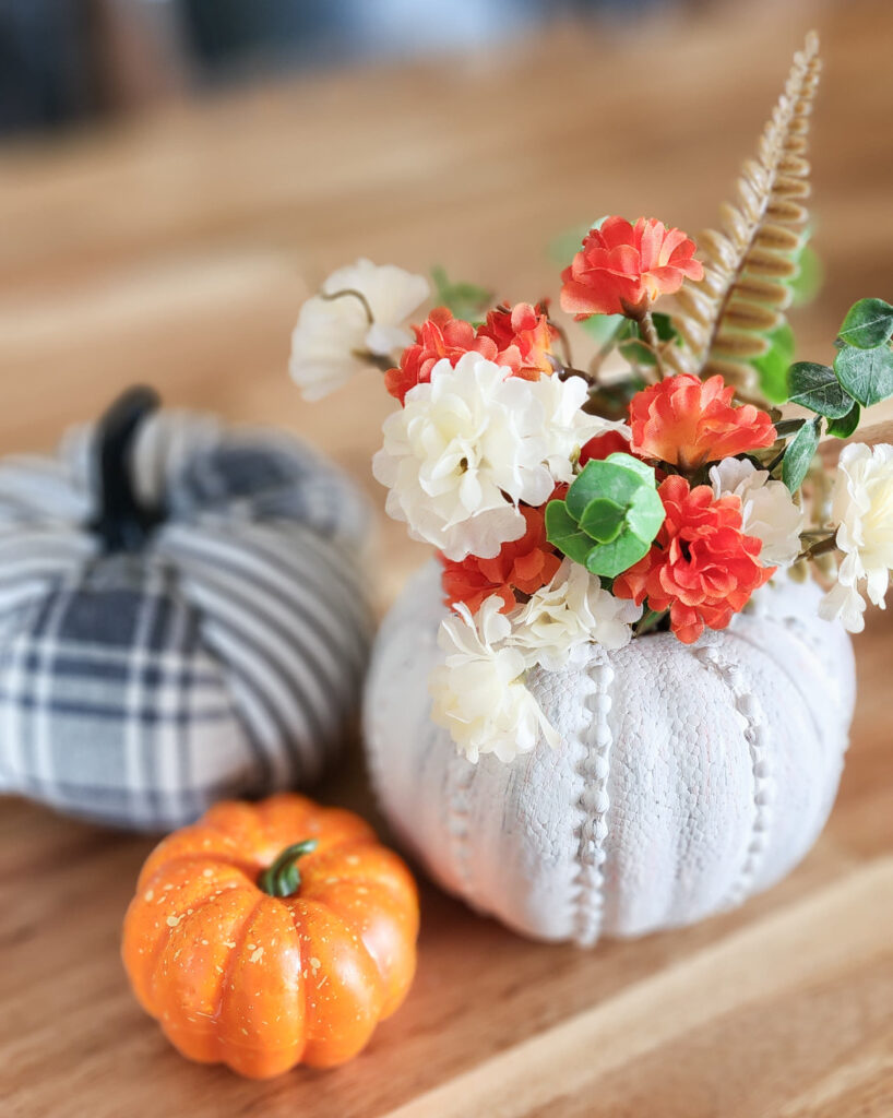 3 Super Easy Fall Decor DIY Ideas from Dollar Tree - Pumpkin Floral